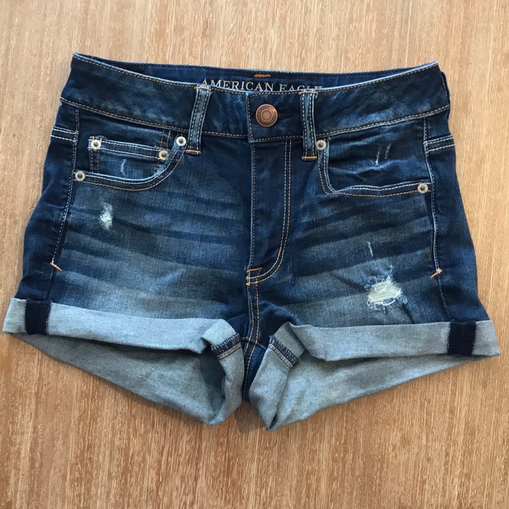 High rise denim shorts